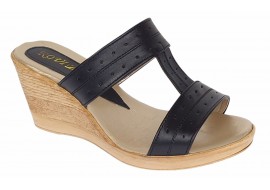 Papuci dama din piele naturala cu platforme de 7cm Negru PAP300NBOX
